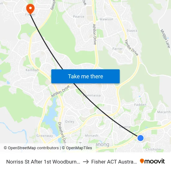Norriss St After 1st Woodburn St to Fisher ACT Australia map