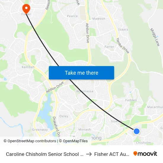 Caroline Chisholm Senior School Norriss St to Fisher ACT Australia map