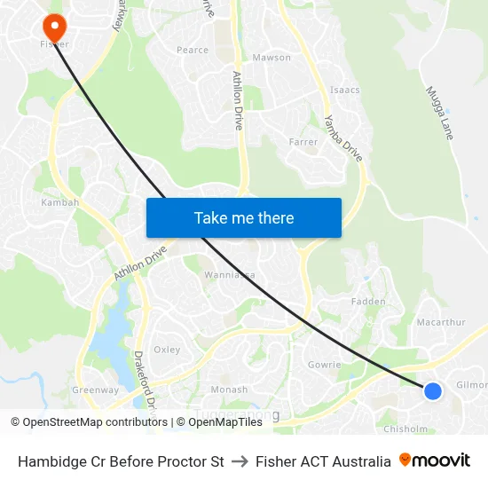 Hambidge Cr Before Proctor St to Fisher ACT Australia map