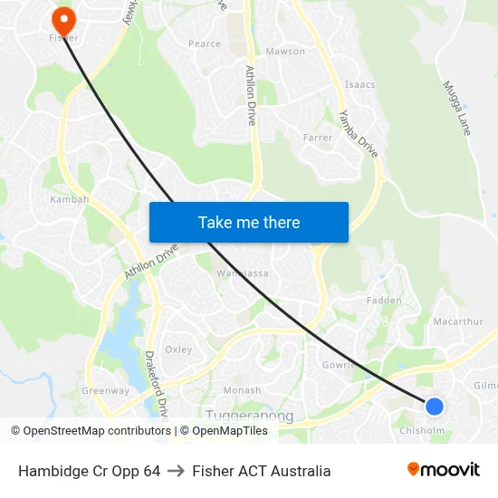 Hambidge Cr Opp 64 to Fisher ACT Australia map