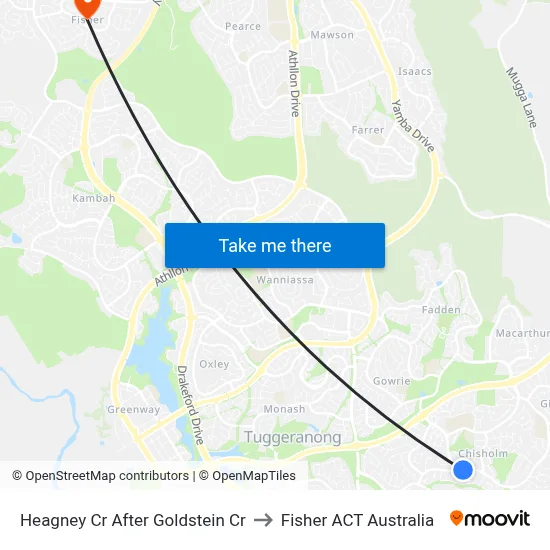 Heagney Cr After Goldstein Cr to Fisher ACT Australia map