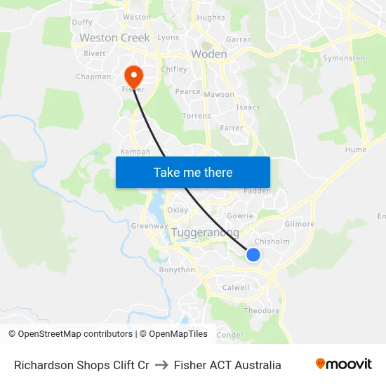 Richardson Shops Clift Cr to Fisher ACT Australia map