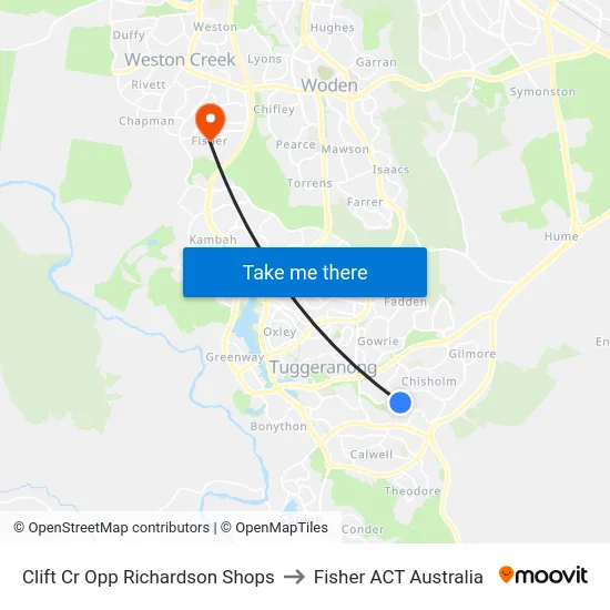 Clift Cr Opp Richardson Shops to Fisher ACT Australia map
