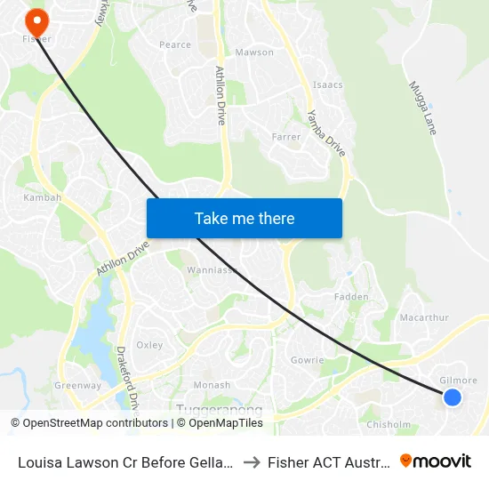 Louisa Lawson Cr Before Gellatly Pl to Fisher ACT Australia map