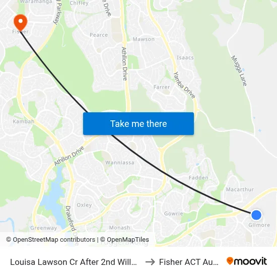 Louisa Lawson Cr After 2nd Willoughby Cr to Fisher ACT Australia map