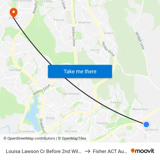 Louisa Lawson Cr Before 2nd Willoughby Cr to Fisher ACT Australia map