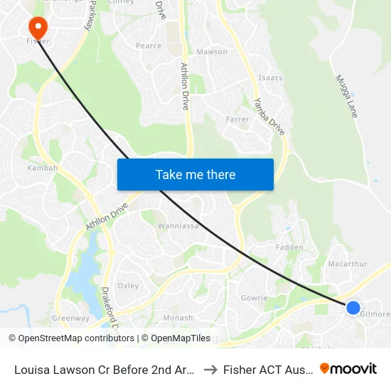 Louisa Lawson Cr Before 2nd Aronson Cr to Fisher ACT Australia map