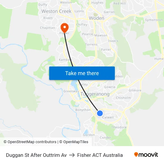 Duggan St After Outtrim Av to Fisher ACT Australia map