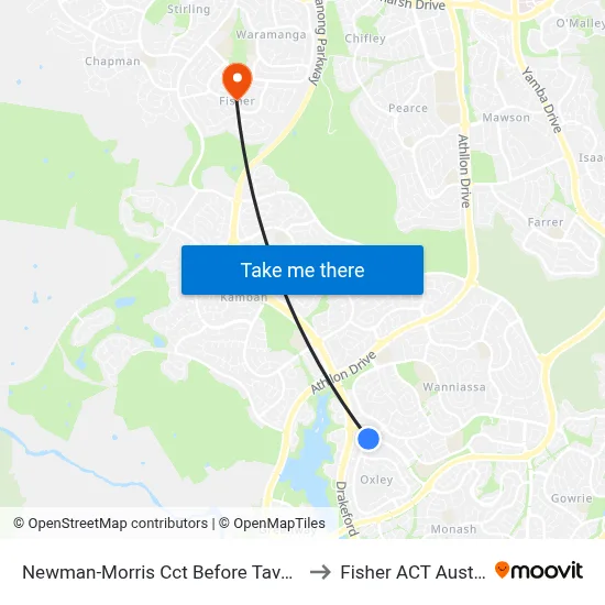Newman-Morris Cct Before Taverner St to Fisher ACT Australia map