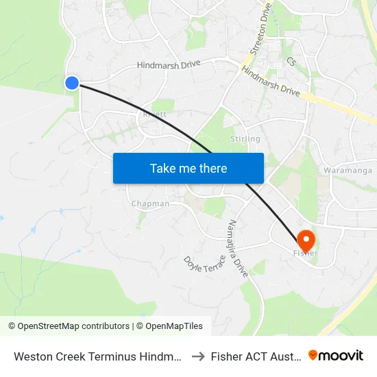 Weston Creek Terminus Hindmarsh Dr to Fisher ACT Australia map