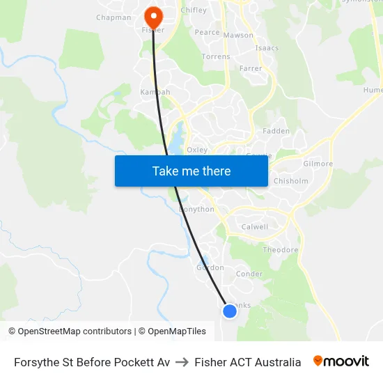 Forsythe St Before Pockett Av to Fisher ACT Australia map