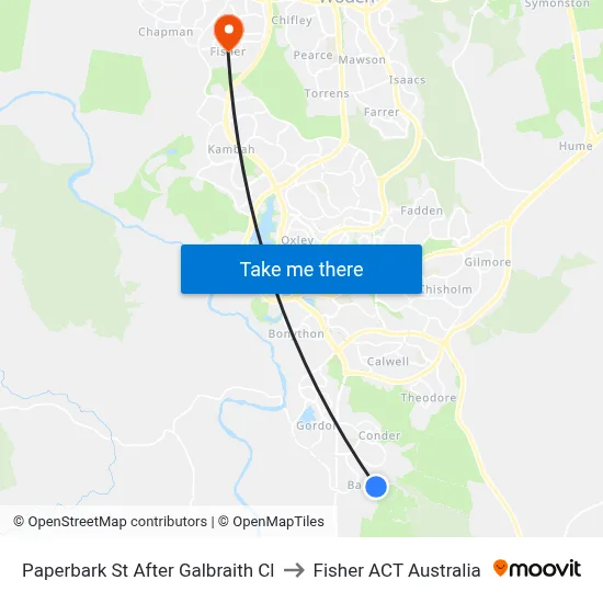 Paperbark St After Galbraith Cl to Fisher ACT Australia map