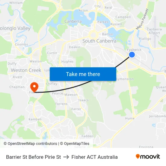 Barrier St Before Pirie St to Fisher ACT Australia map