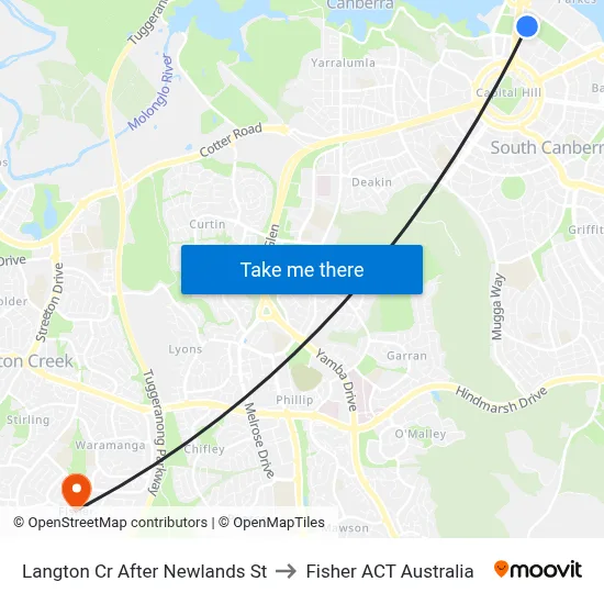 Langton Cr After Newlands St to Fisher ACT Australia map