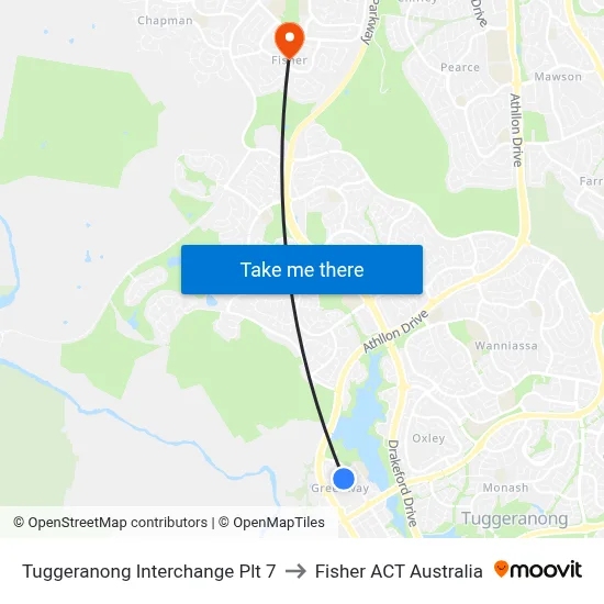 Tuggeranong Interchange Plt 7 to Fisher ACT Australia map
