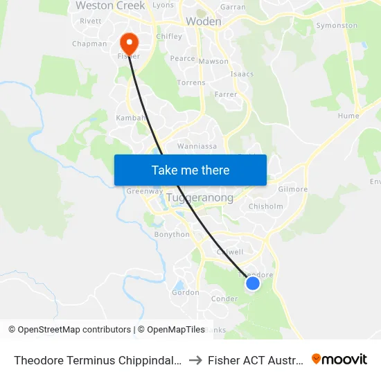 Theodore Terminus Chippindall Cct to Fisher ACT Australia map