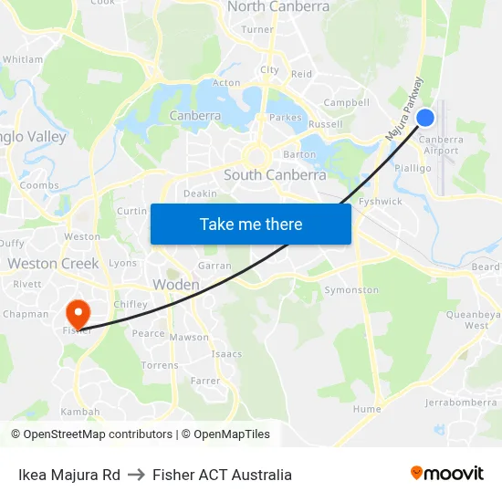 Ikea Majura Rd to Fisher ACT Australia map