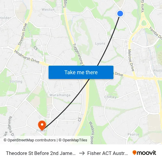 Theodore St Before 2nd James St to Fisher ACT Australia map