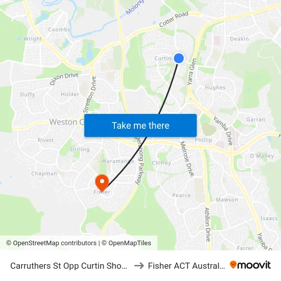Carruthers St Opp Curtin Shops to Fisher ACT Australia map
