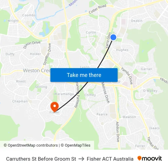 Carruthers St Before Groom St to Fisher ACT Australia map