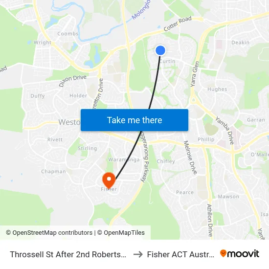 Throssell St After 2nd Robertson St to Fisher ACT Australia map