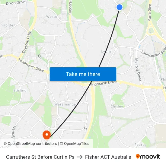 Carruthers St Before Curtin Ps to Fisher ACT Australia map