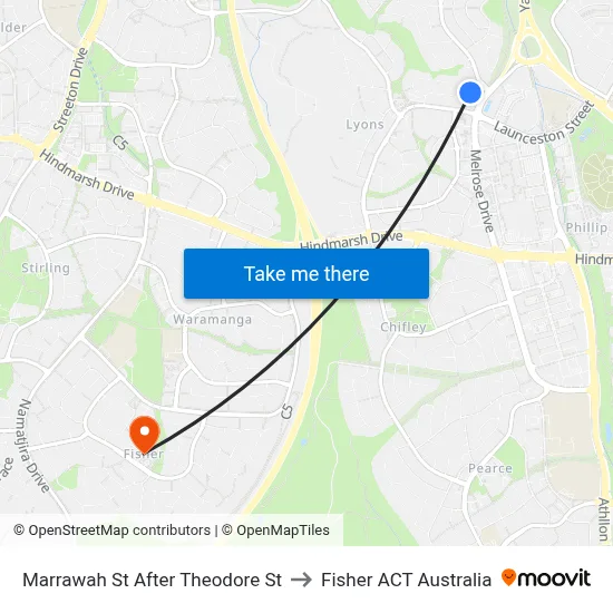 Marrawah St After Theodore St to Fisher ACT Australia map