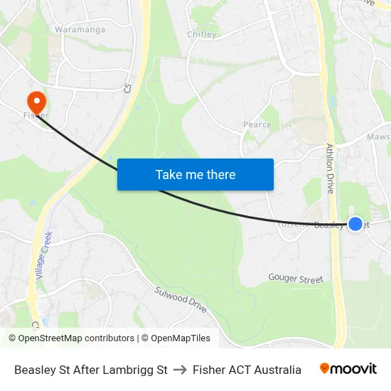 Beasley St After Lambrigg St to Fisher ACT Australia map