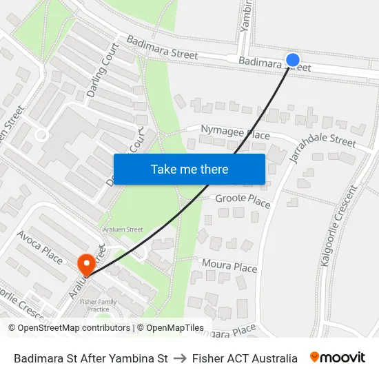 Badimara St After Yambina St to Fisher ACT Australia map