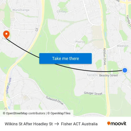 Wilkins St After Hoadley St to Fisher ACT Australia map
