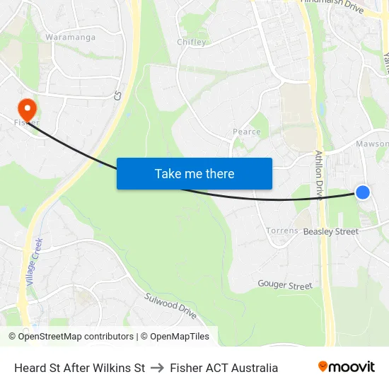Heard St After Wilkins St to Fisher ACT Australia map