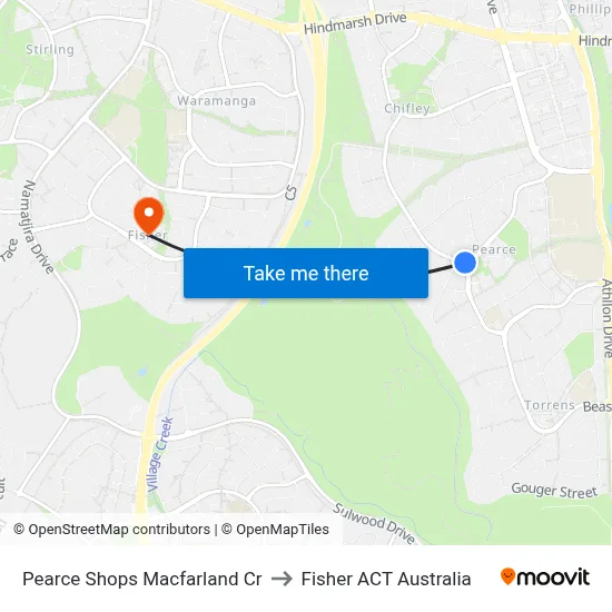 Pearce Shops Macfarland Cr to Fisher ACT Australia map