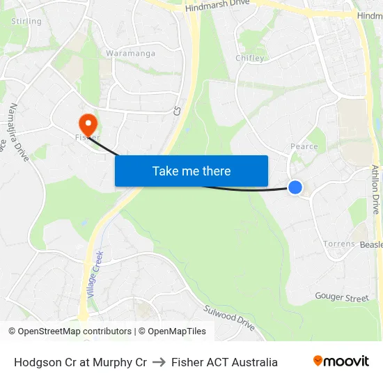 Hodgson Cr at Murphy Cr to Fisher ACT Australia map