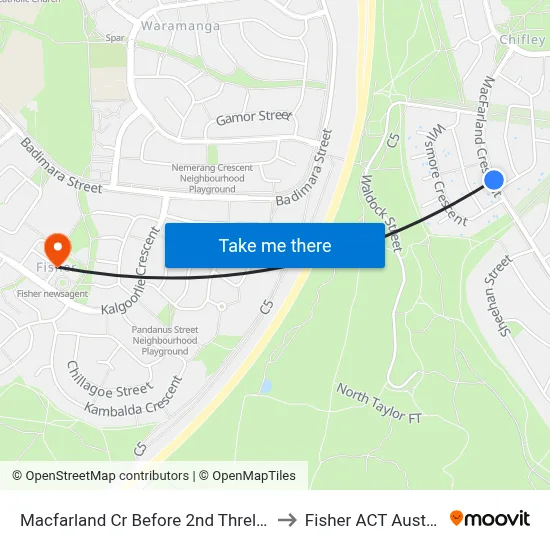 Macfarland Cr Before 2nd Threlfall St to Fisher ACT Australia map