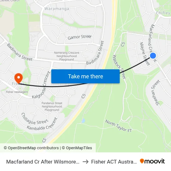 Macfarland Cr After Wilsmore Cr to Fisher ACT Australia map