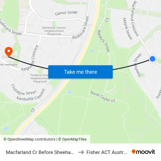 Macfarland Cr Before Sheehan St to Fisher ACT Australia map