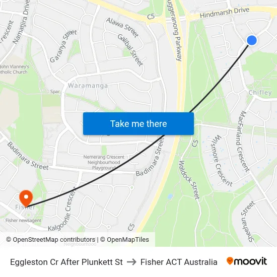 Eggleston Cr After Plunkett St to Fisher ACT Australia map