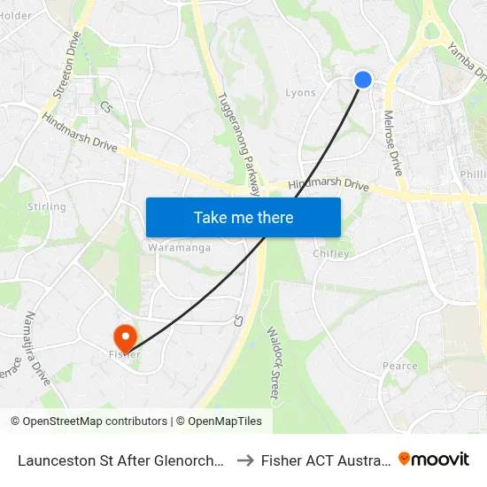 Launceston St After Glenorchy St to Fisher ACT Australia map