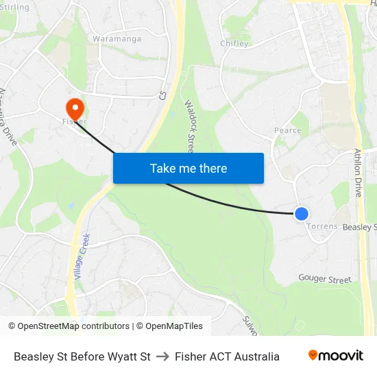 Beasley St Before Wyatt St to Fisher ACT Australia map