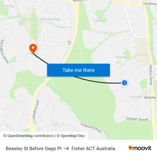 Beasley St Before Gepp Pl to Fisher ACT Australia map