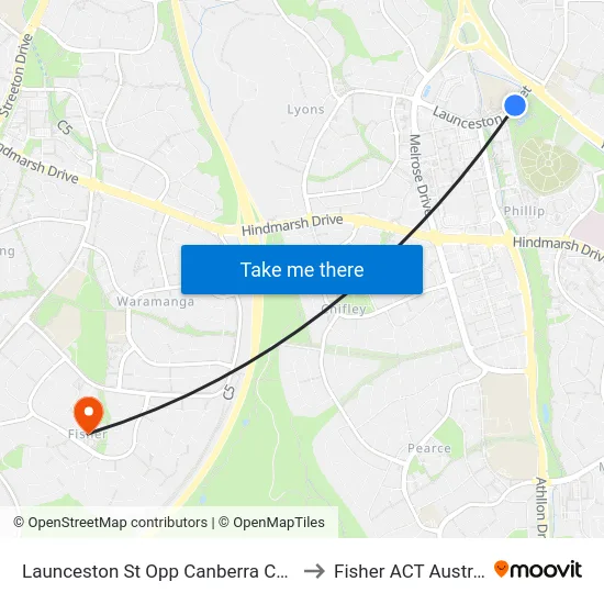 Launceston St Opp Canberra College to Fisher ACT Australia map