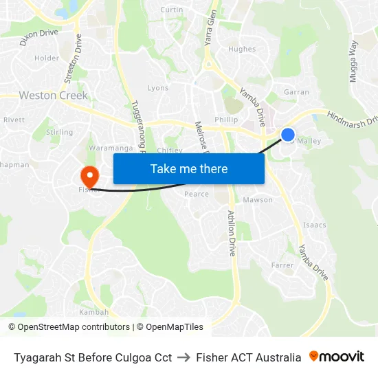 Tyagarah St Before Culgoa Cct to Fisher ACT Australia map
