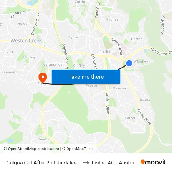 Culgoa Cct After 2nd Jindalee Cr to Fisher ACT Australia map