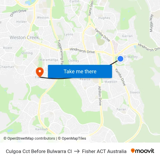 Culgoa Cct Before Bulwarra Cl to Fisher ACT Australia map