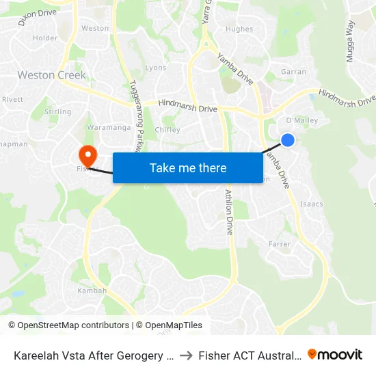 Kareelah Vsta After Gerogery Pl to Fisher ACT Australia map