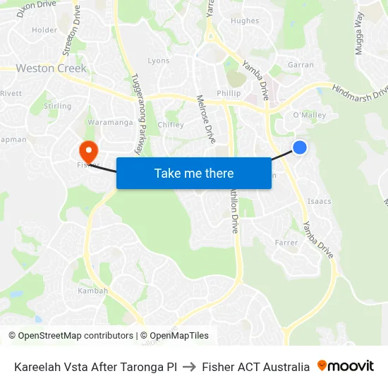 Kareelah Vsta After Taronga Pl to Fisher ACT Australia map