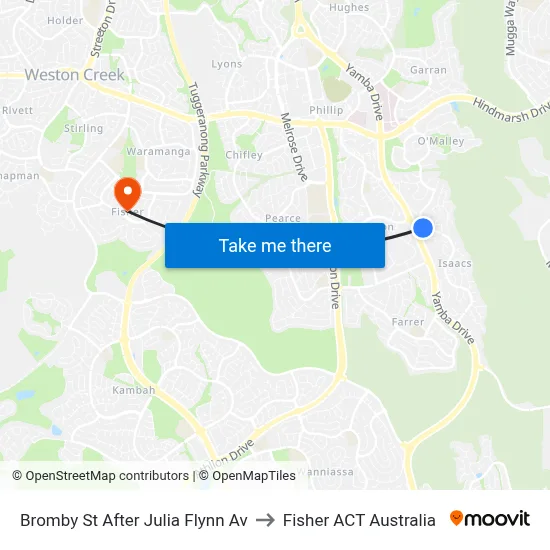 Bromby St After Julia Flynn Av to Fisher ACT Australia map