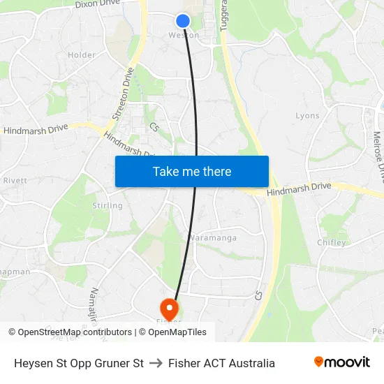 Heysen St Opp Gruner St to Fisher ACT Australia map