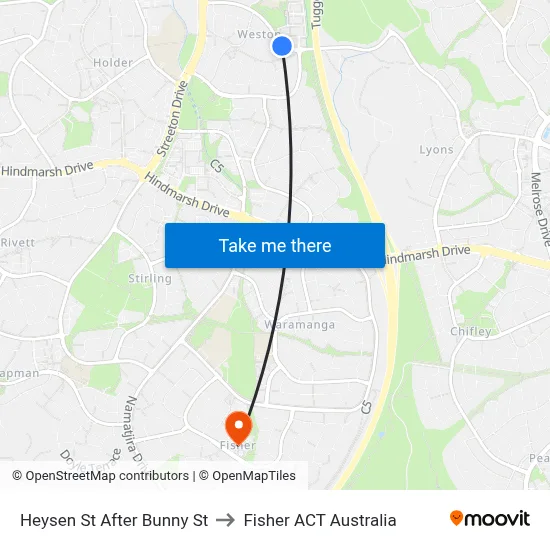 Heysen St After Bunny St to Fisher ACT Australia map