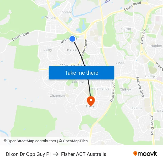 Dixon Dr Opp Guy Pl to Fisher ACT Australia map